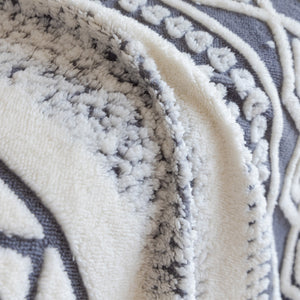 Bohemian Tufted Sofa Cover, Plush Flannel Throw Blanket with 3D Woven Aztec Stripes