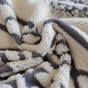 Bohemian Tufted Sofa Cover, Plush Flannel Throw Blanket with 3D Woven Aztec Stripes