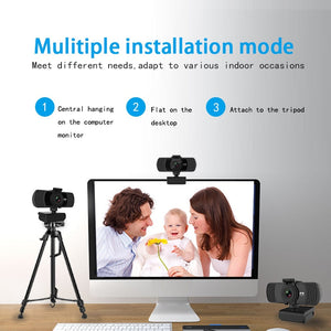 Webcam Real 1080P 200W Pixels Full Hd 110° Wide Angle Camera with Microphone Tripod for Video Widescreen Pro Streaming Webcam for Recording Calling Conferencing And Gaming