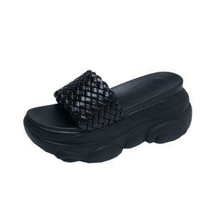 High Slippers Women Open Toe Sandals Summer Soft Slipper Indoor Outdoor Beach Shoes Comfort Platform Sandals Open Toe Leather Slippers Lightweight Flip Flops Shoes For Summer