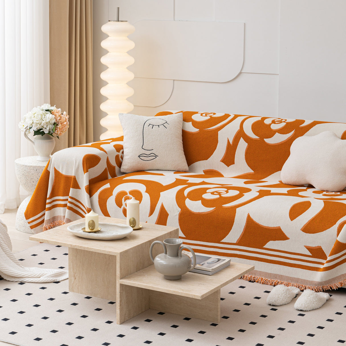 Chenille Sofa Cover Blanket, Couch Cover Blanket Throws for Couches Living Room Furniture Throw Covers