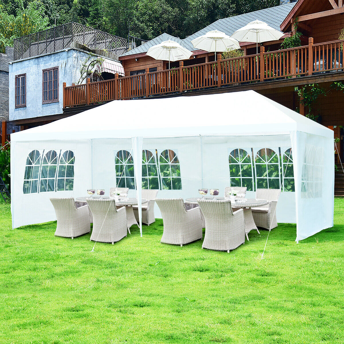 10 x 20 Feet 6 Sidewalls Canopy Tent with Carry Bag-White by DirectDeals