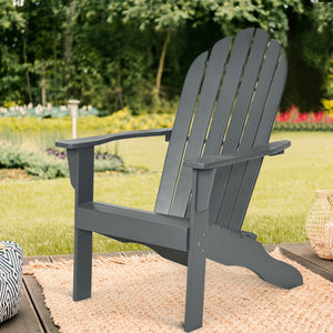 Acacia Wood Outdoor Adirondack Chair with Ergonomic Design-Natural