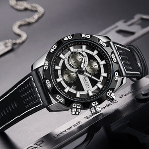 Luxury Men Fashion Watches Quartz Wrist Watches Military Casual Leather Strap Waterproof Elegant Watch