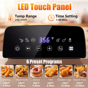 3.2-Qt Electric Deep Fryer with 1700W LED Touch Screen and Enamel Oil Tank-Black