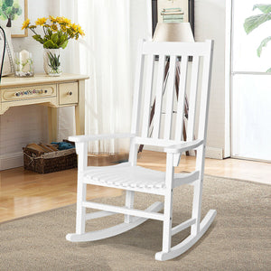 Indoor Outdoor Wooden High Back Rocking Chair-Black