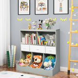 Freestanding Combo Cubby Bin Storage Organizer Unit W/3 Baskets-Brown