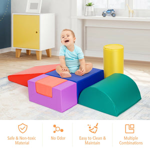 6 Piece Climb Crawl Play Set Indoor Kids Toddler-Light Blue