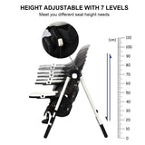 Foldable High chair with Multiple Adjustable Backrest-Black