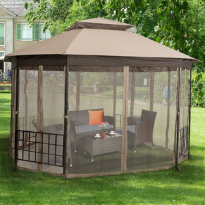 10 ™x 12 ™ Octagonal Patio Gazebo-Brown