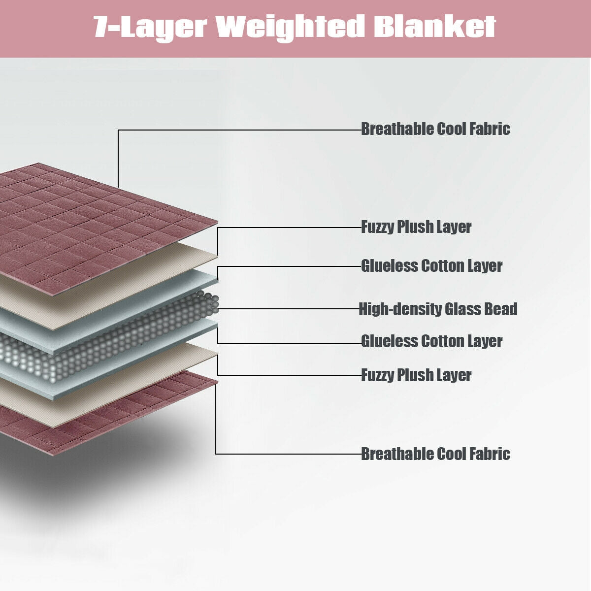 60 x80 Inch 15lbs Premium Cooling Heavy Weighted Blanket-Pink by DirectDeals