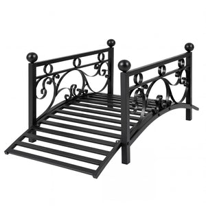 3.3 ft Garden Metal Bridge with Dual Patterned Side Rails