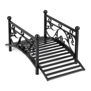 3.3 ft Garden Metal Bridge with Dual Patterned Side Rails