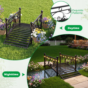 3.3 ft Garden Metal Bridge with Dual Patterned Side Rails