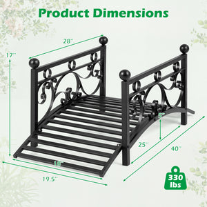 3.3 ft Garden Metal Bridge with Dual Patterned Side Rails