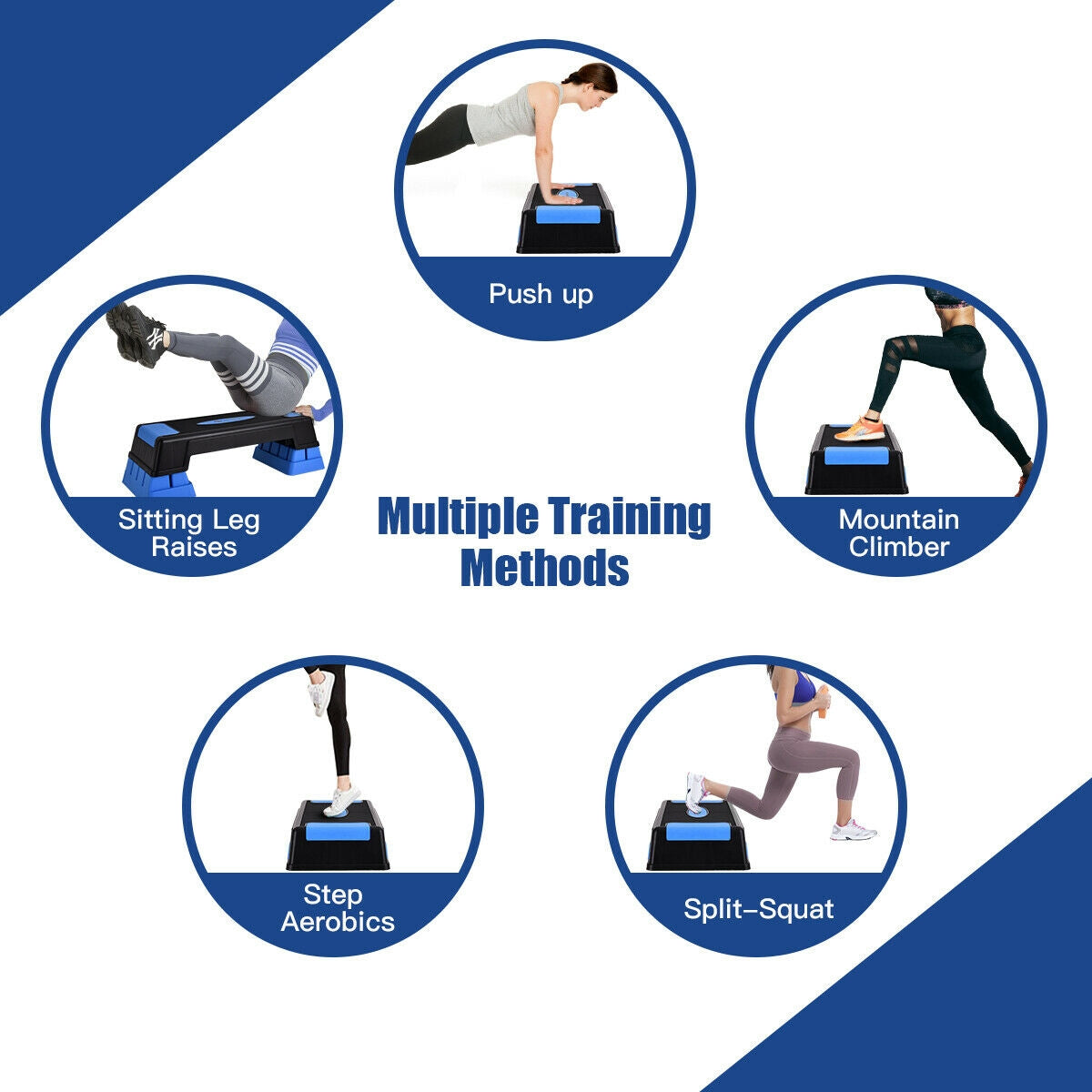 Aerobic Exercise Stepper Trainer with Adjustable Height 5 Inch- 7 Inch- 9 Inch-Blue
