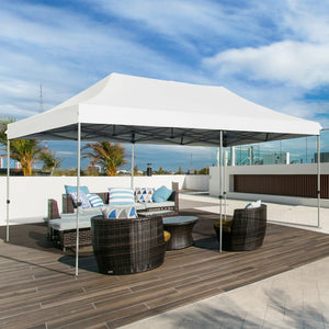 10 x 20 Feet Adjustable Folding Heavy Duty Sun Shelter with Carrying Bag-White by DirectDeals