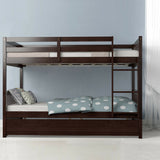 Full over Full Bunk Bed Platform Wood Bed with Ladder-White