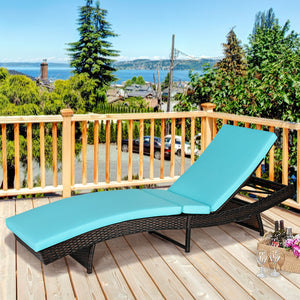 Patio Folding Chaise Lounge with 5 Adjustable Levels and Cushion-White
