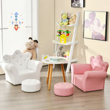 Pink Kids Sofa Armrest Couch with Ottoman-Pink