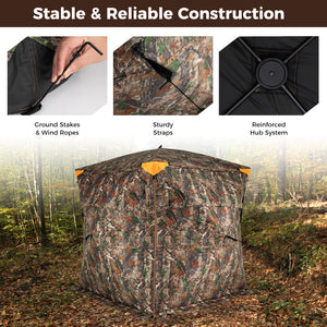 3-4 Person Hunting Blind 270° See-Through Pop-up Ground Blind with Full-Open Swing Door