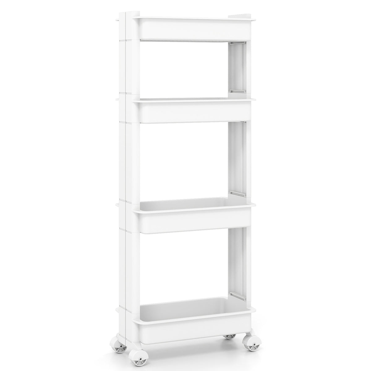 3/4-Tier Rolling Utility Cart with Detachable Trays and Smooth Wheels-4-Tier