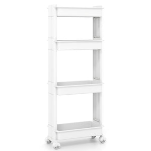 3/4-Tier Rolling Utility Cart with Detachable Trays and Smooth Wheels-4-Tier