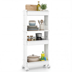 3/4-Tier Rolling Utility Cart with Detachable Trays and Smooth Wheels-4-Tier