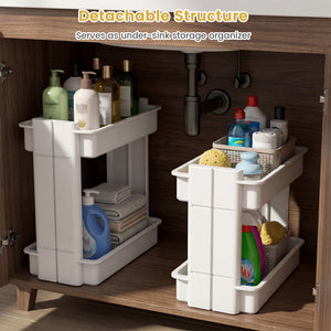 3/4-Tier Rolling Utility Cart with Detachable Trays and Smooth Wheels-4-Tier