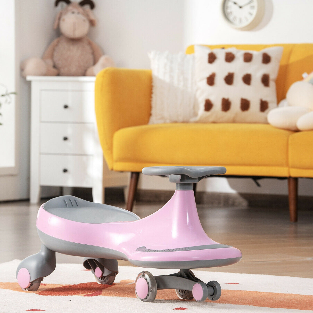 Wiggle Car Ride-on Toy with Flashing Wheels-Blue