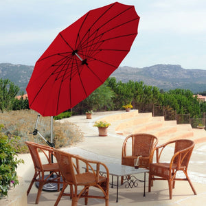 10 Feet Patio Offset Umbrella Market Hanging Umbrella for Backyard Poolside Lawn Garden-Dark Red by DirectDeals