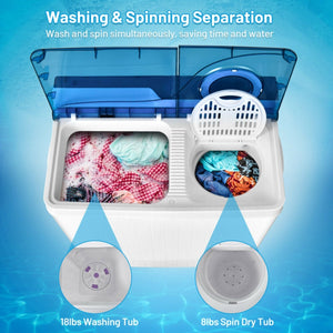 26 Pound Portable Semi-automatic Washing Machine with Built-in Drain Pump-Gray