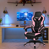 Adjustable Gaming Chair with Footrest for Home Office-Blue