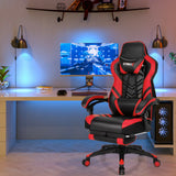 Adjustable Gaming Chair with Footrest for Home Office-Blue