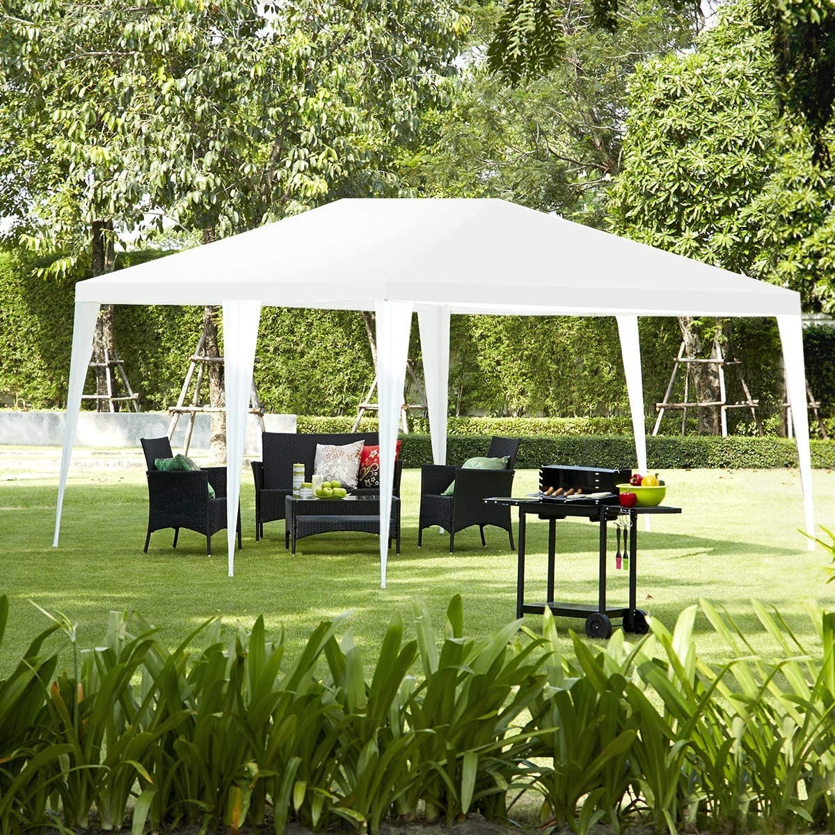 10 x 20 Feet 6 Sidewalls Canopy Tent with Carry Bag-White by DirectDeals