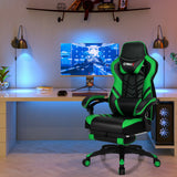 Adjustable Gaming Chair with Footrest for Home Office-Blue