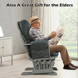 Wood Glider and Ottoman Set with Padded Armrests and Detachable Cushion-Dark Gray