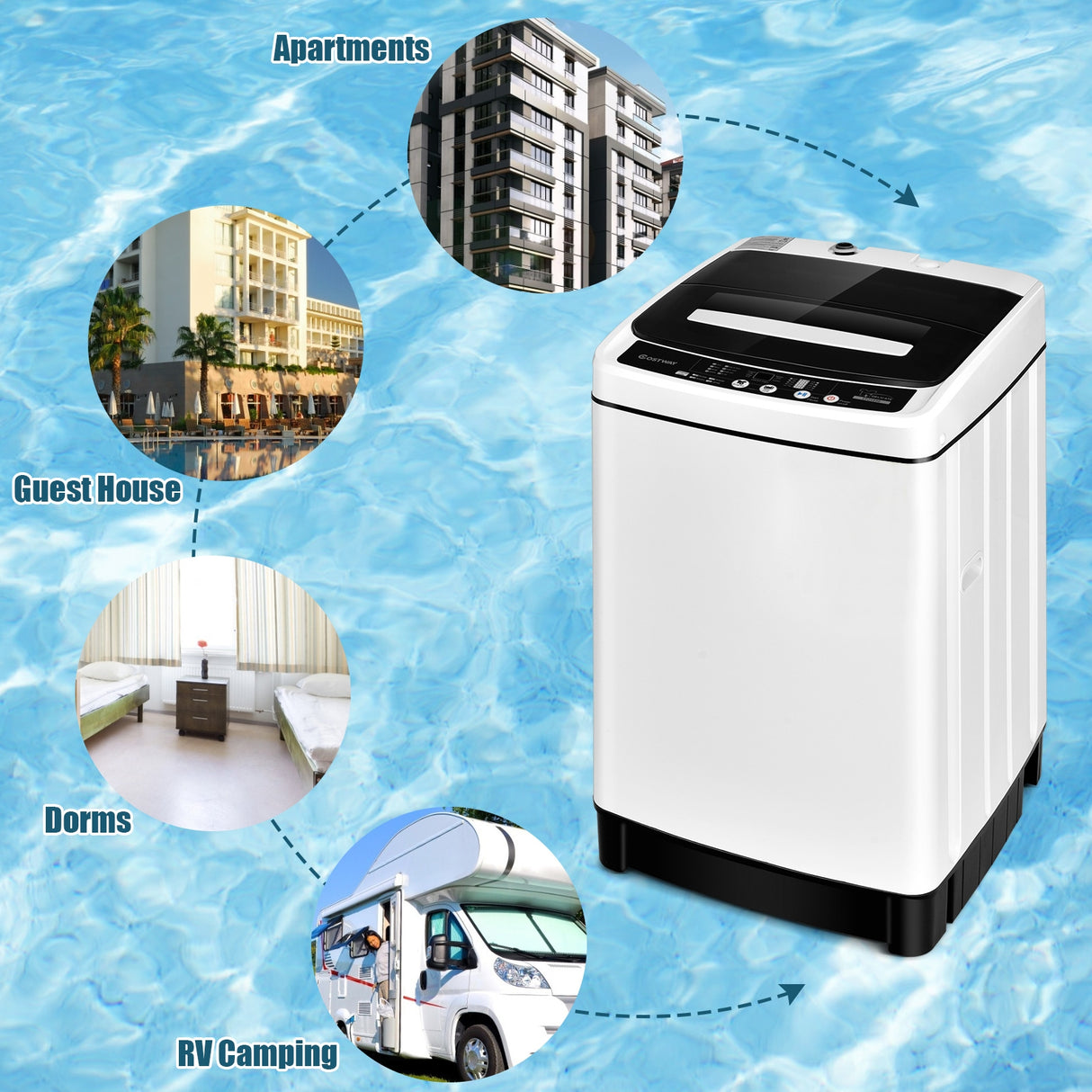 Full-Automatic Washing Machine 1.5 Cubic Feet 11 LBS Washer and Dryer-Gray