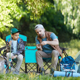 Patented Portable Folding Camping Canopy Chairs with Cup Holder-Blue