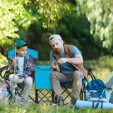 Patented Portable Folding Camping Canopy Chairs with Cup Holder-Blue