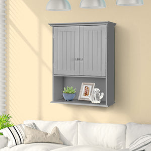 2-Door Wall Mount Bathroom Storage Cabinet with Open Shelf-White