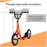 Height Adjustable Kid Kick Scooter with 12 Inch Air Filled Wheel-Pink