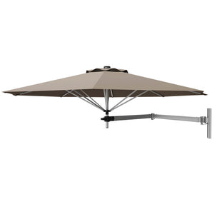 8ft Wall-Mounted Telescopic Folding Tilt Aluminum Sun Shade Umbrella-Tan