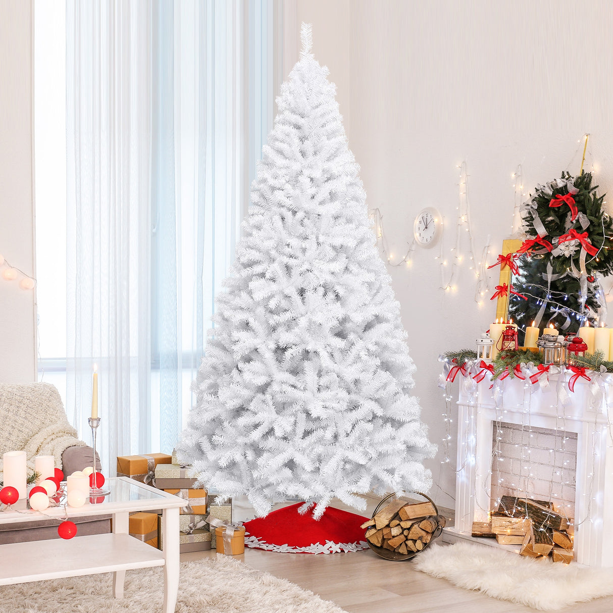 6' / 7.5' / 9' Hinged Artificial Christmas Tree with Metal Stand-7.5 ft