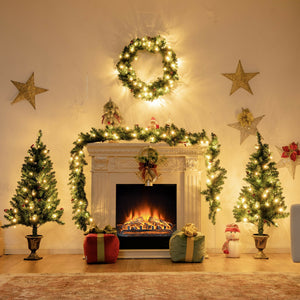 4 Pieces Christmas Decoration Set with Garland Wreath and Entrance Trees