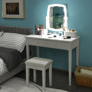 Vanity Table Set with Lighted Mirror for Bedroom and Dressing Room-Black