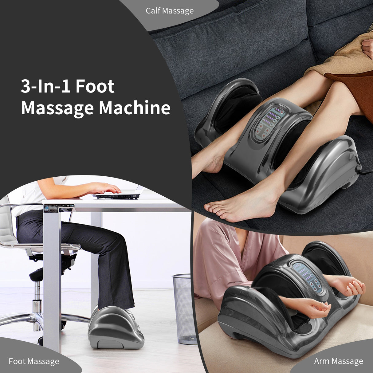 Therapeutic Shiatsu Foot Massager with High Intensity Rollers-Black