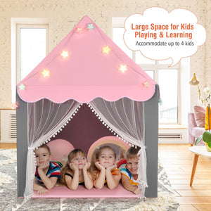 Kids Playhouse Tent with Star Light and Mat-Pink
