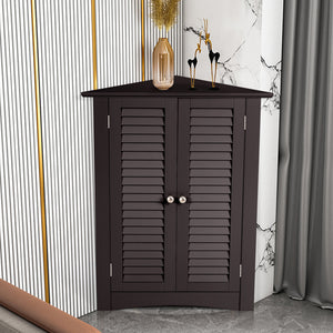 Adjustable Corner Storage Cabinet with Shutter Doors-White