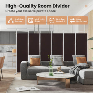 6-Panel Room Divider Folding Privacy Screen-White